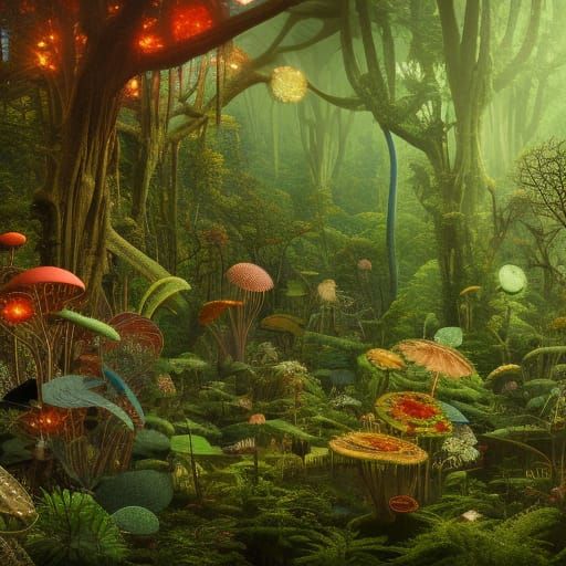 Venus Flytrap in Mycelium Network: Fashion Magazine Art