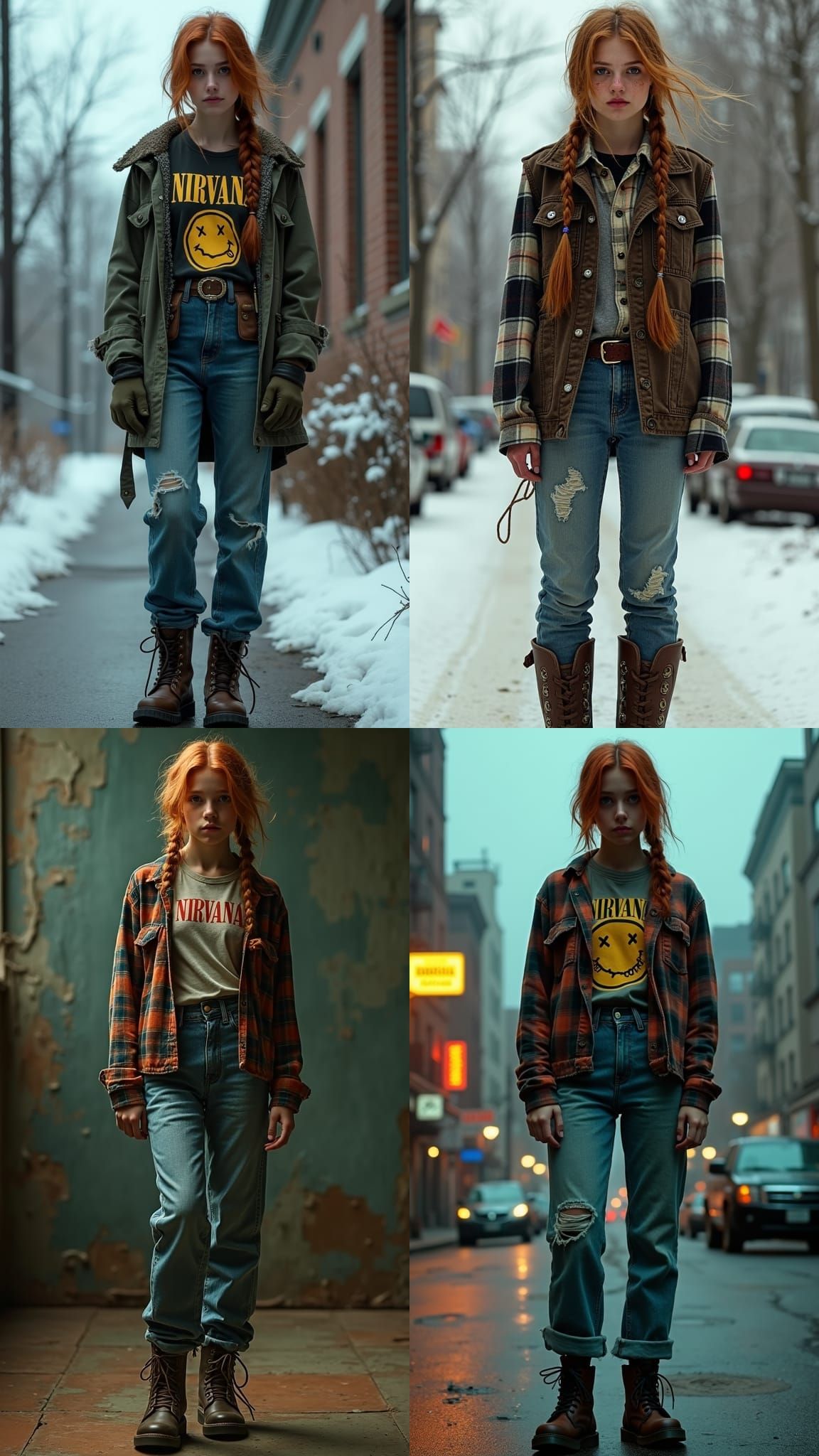 1990s Grunge Teen Portrait in Hyperrealistic Style