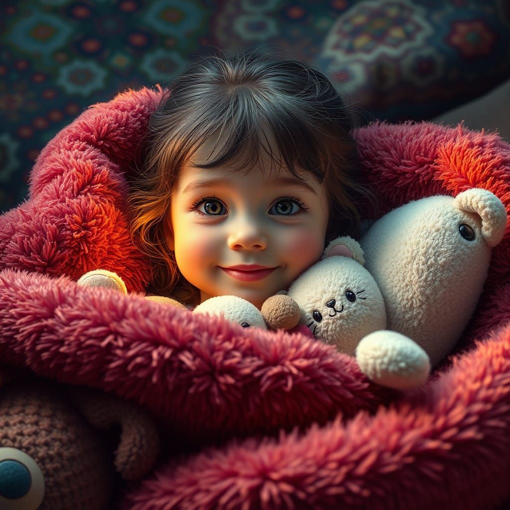 Cozy Girl in a Vibrant Rug Scene