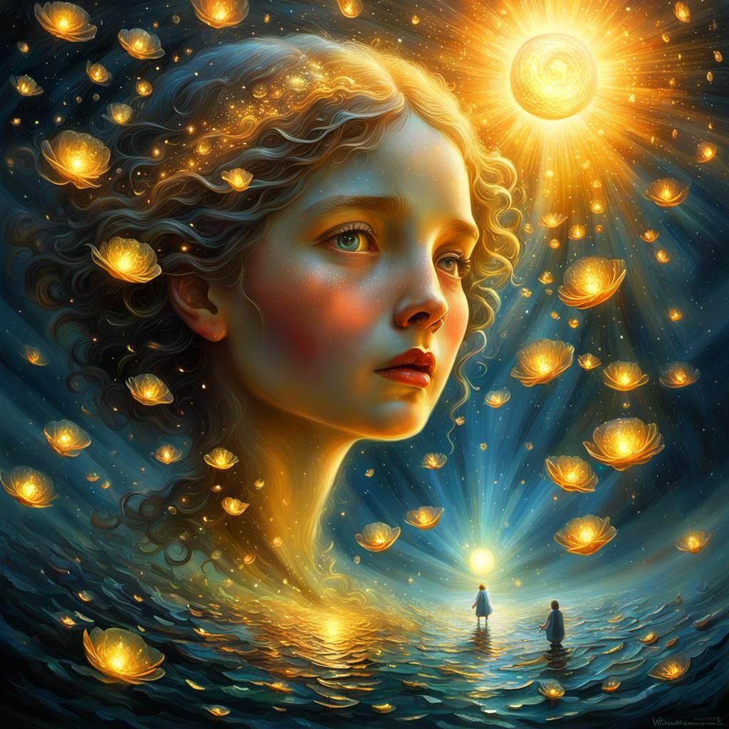 Dramatic Light Breaks Through Darkness: Digital Art