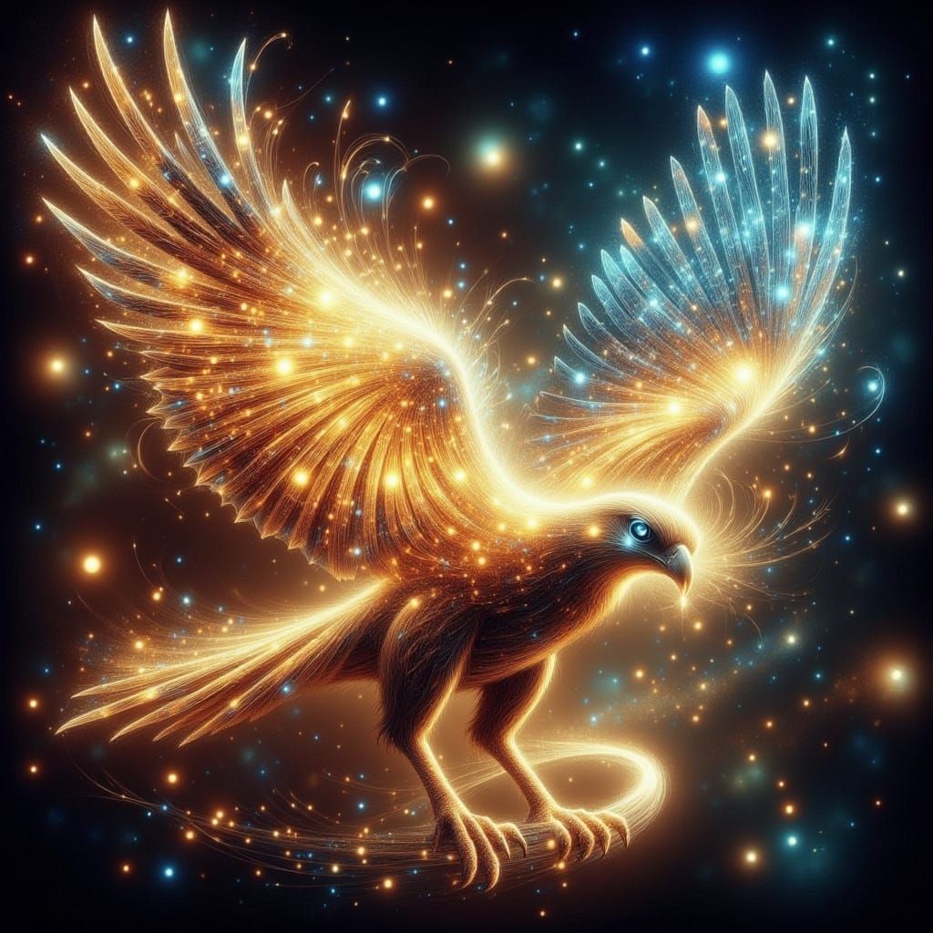 Hawk Made of Light in Motion