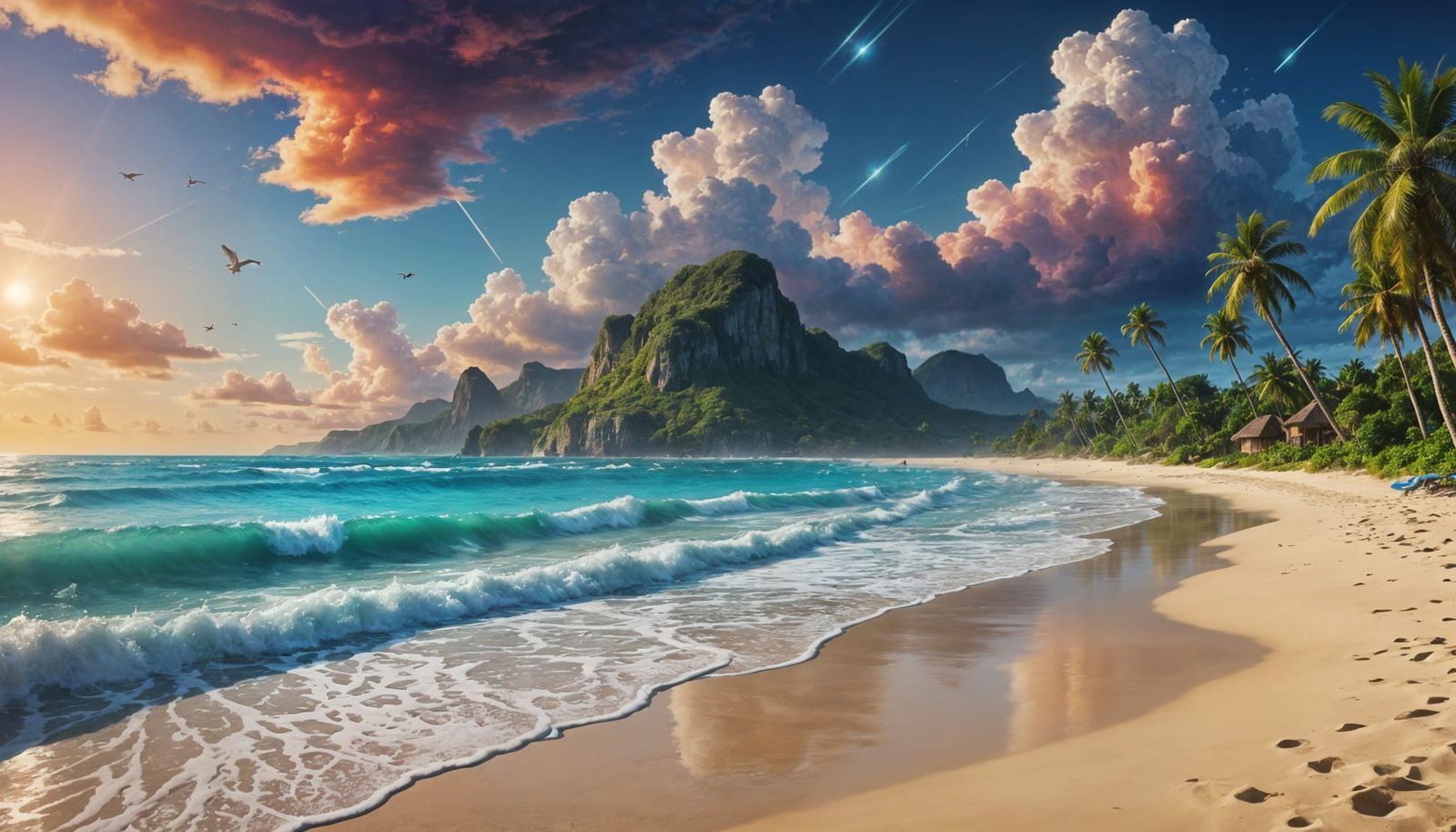 Surreal Beach Paradise Digital Painting