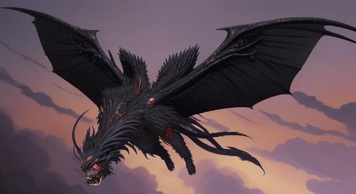 Black Wings Manticore in Anime Style