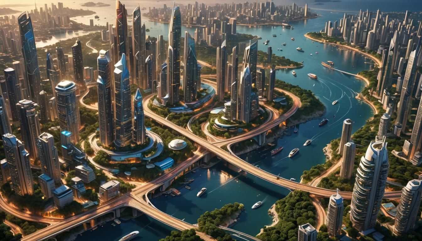 Futuristic Floating Island Metropolis in Unreal Engine