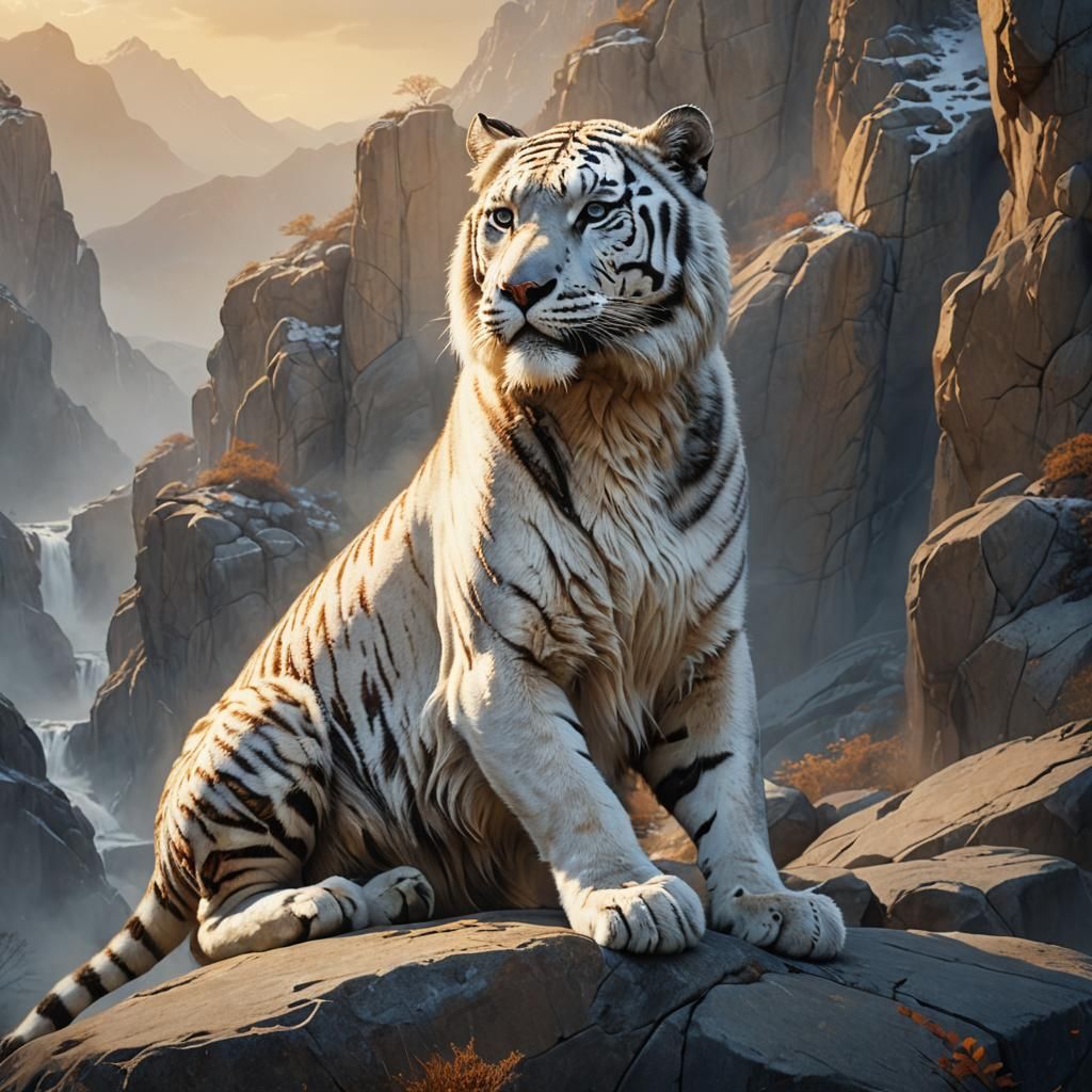 Majestic Hybrid Beast on Rocky Cliff