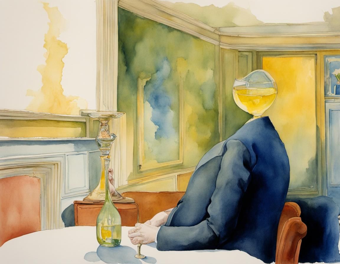 Refreshing Effervescent Drink in Watercolor Style