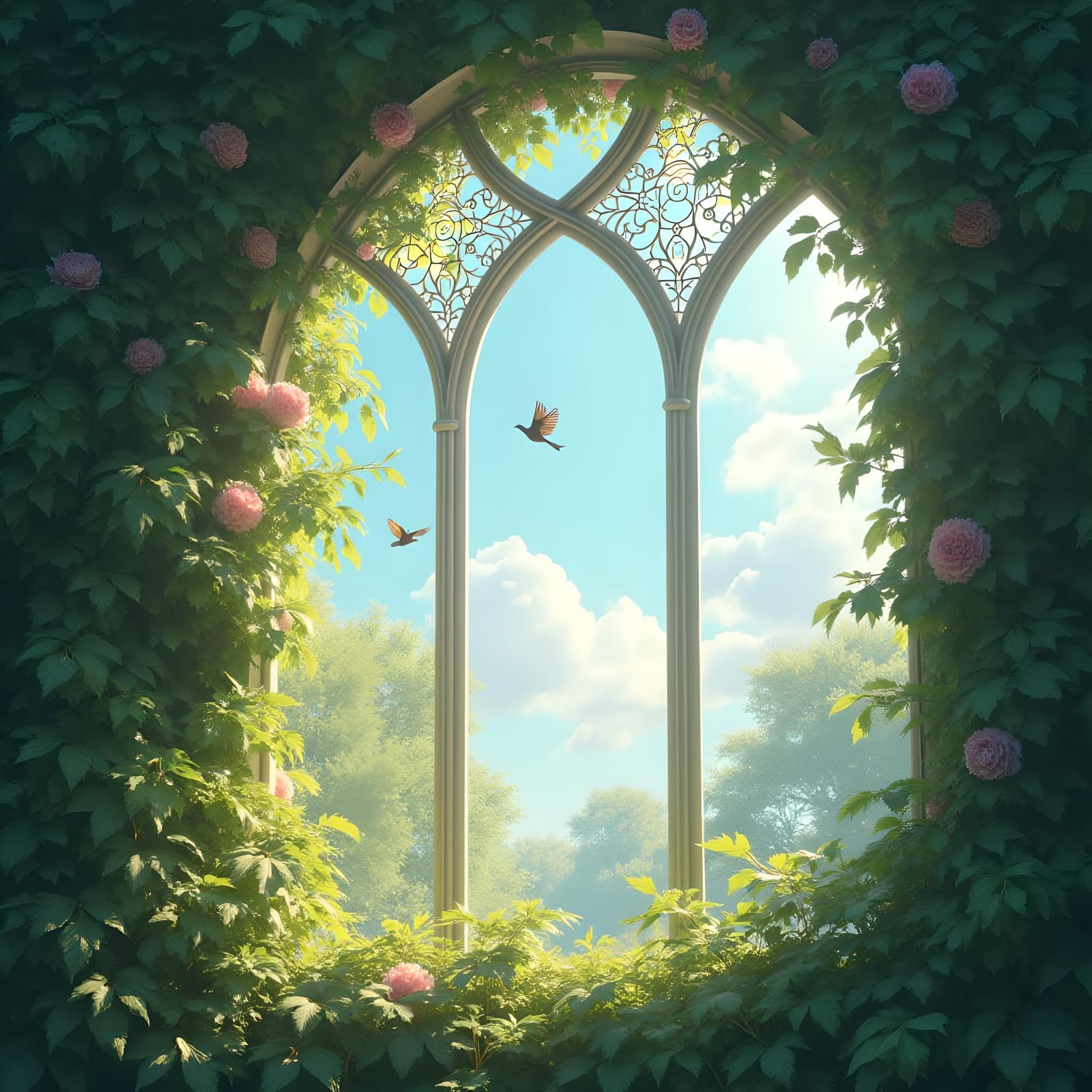 Golden Sunlight Illuminates a Summer Landscape