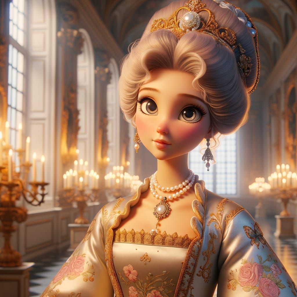 Russian Court Lady in Baroque Palace, Classical Animation