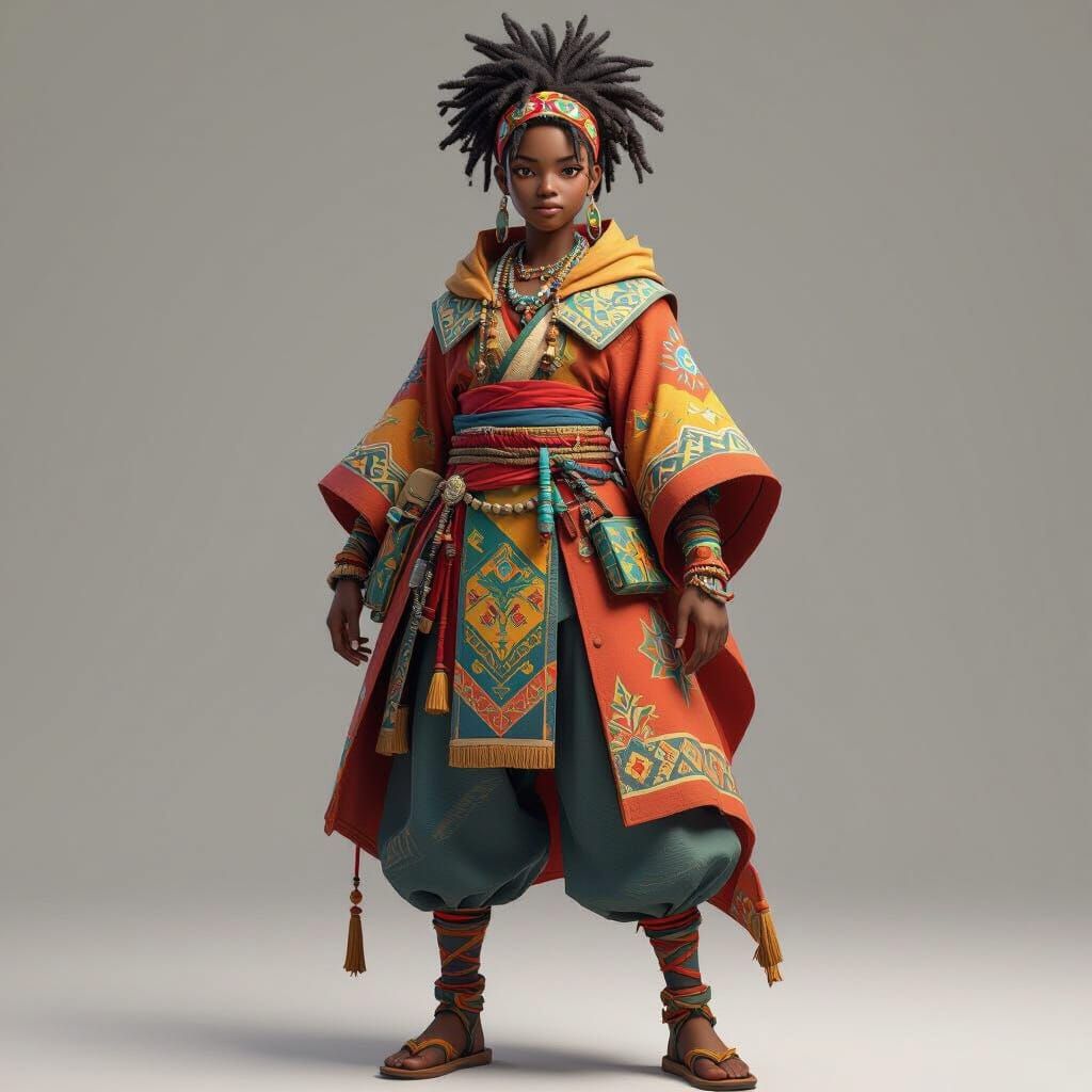 Anime-Inspired African Character in Vibrant 3D Art