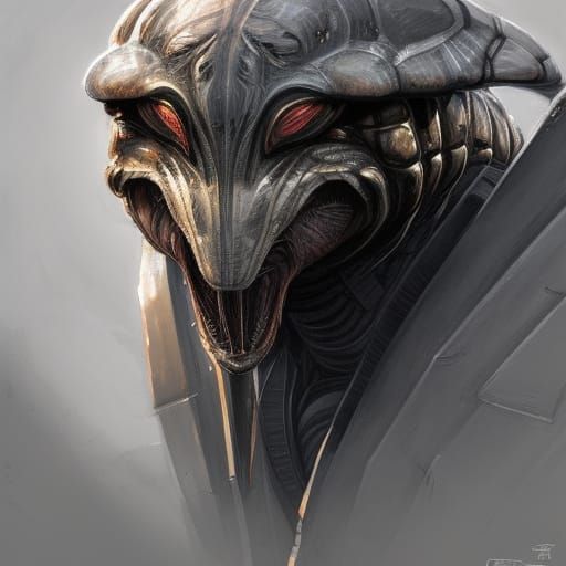 Armored Alien Werewolf Turtle Portrait