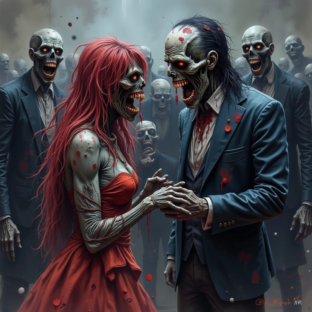 Zombie Couple Dancing at Prom Night