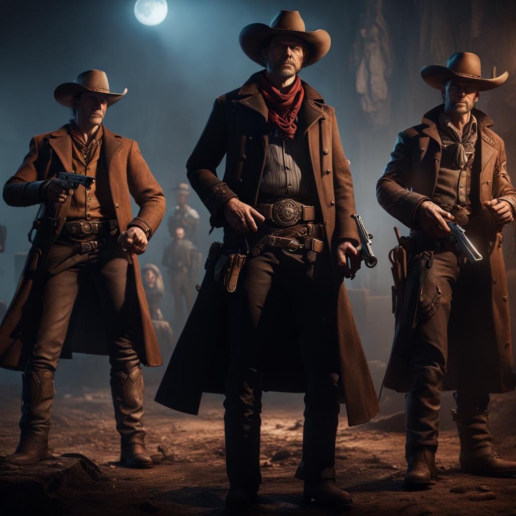 Cowboys in a Standoff: Detailed Matte Painting