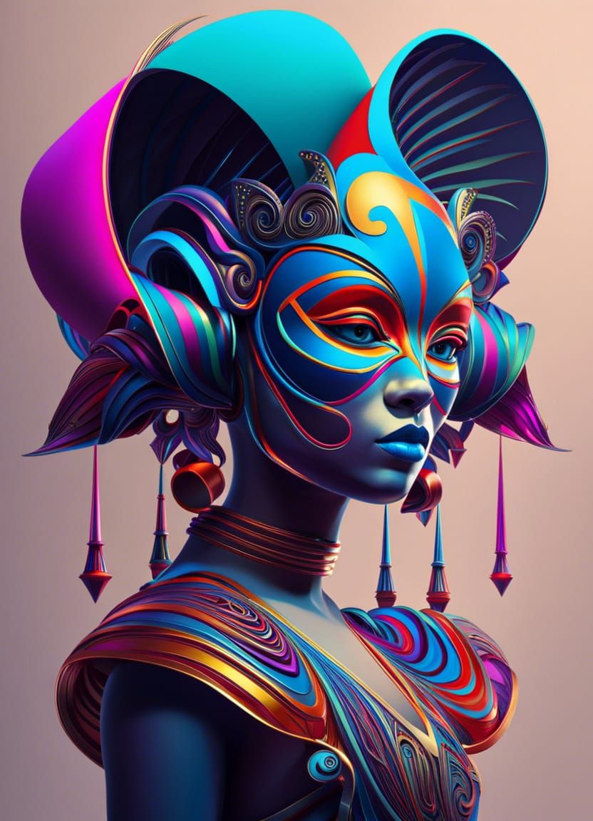 Acrobats Dancing in Geometric Circus: Digital Art