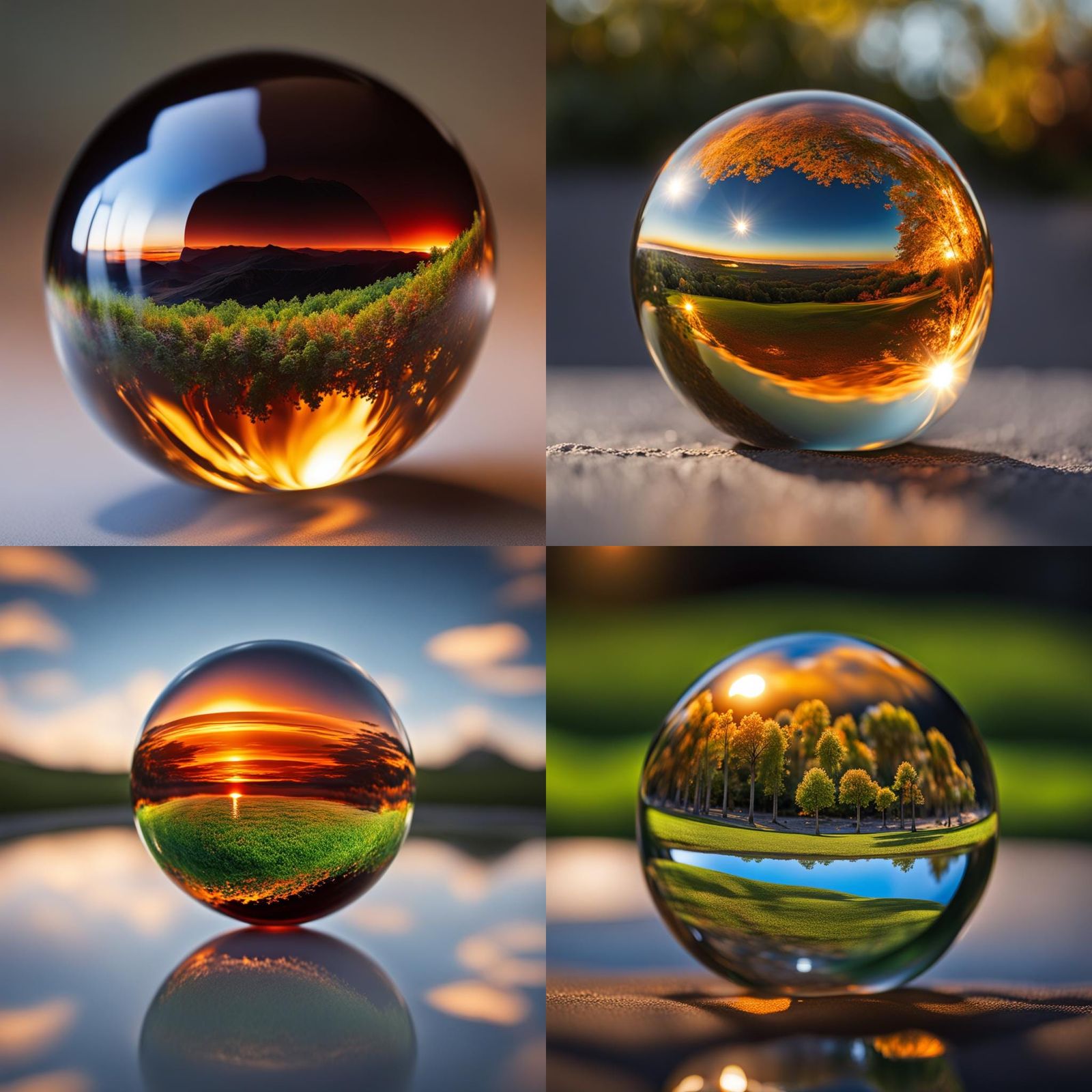 Molten Glass Ball Reflecting a Tiny World