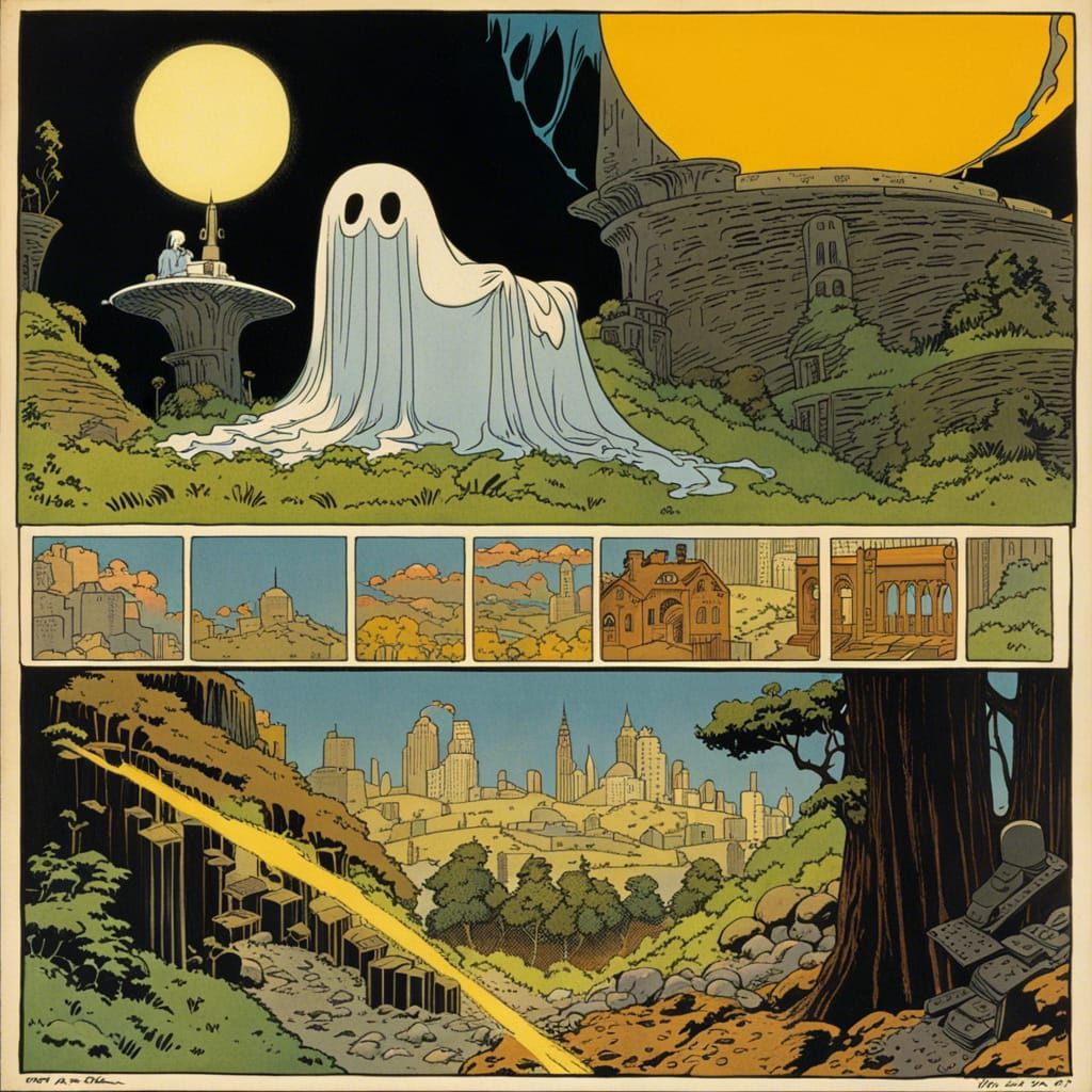 Cartoon Ghost in Classic Comic Style