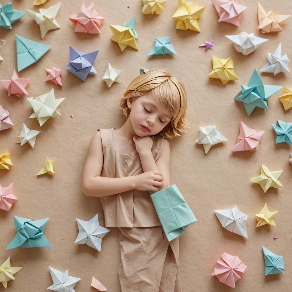 Pastel Origami Child's Pose with Stationery
