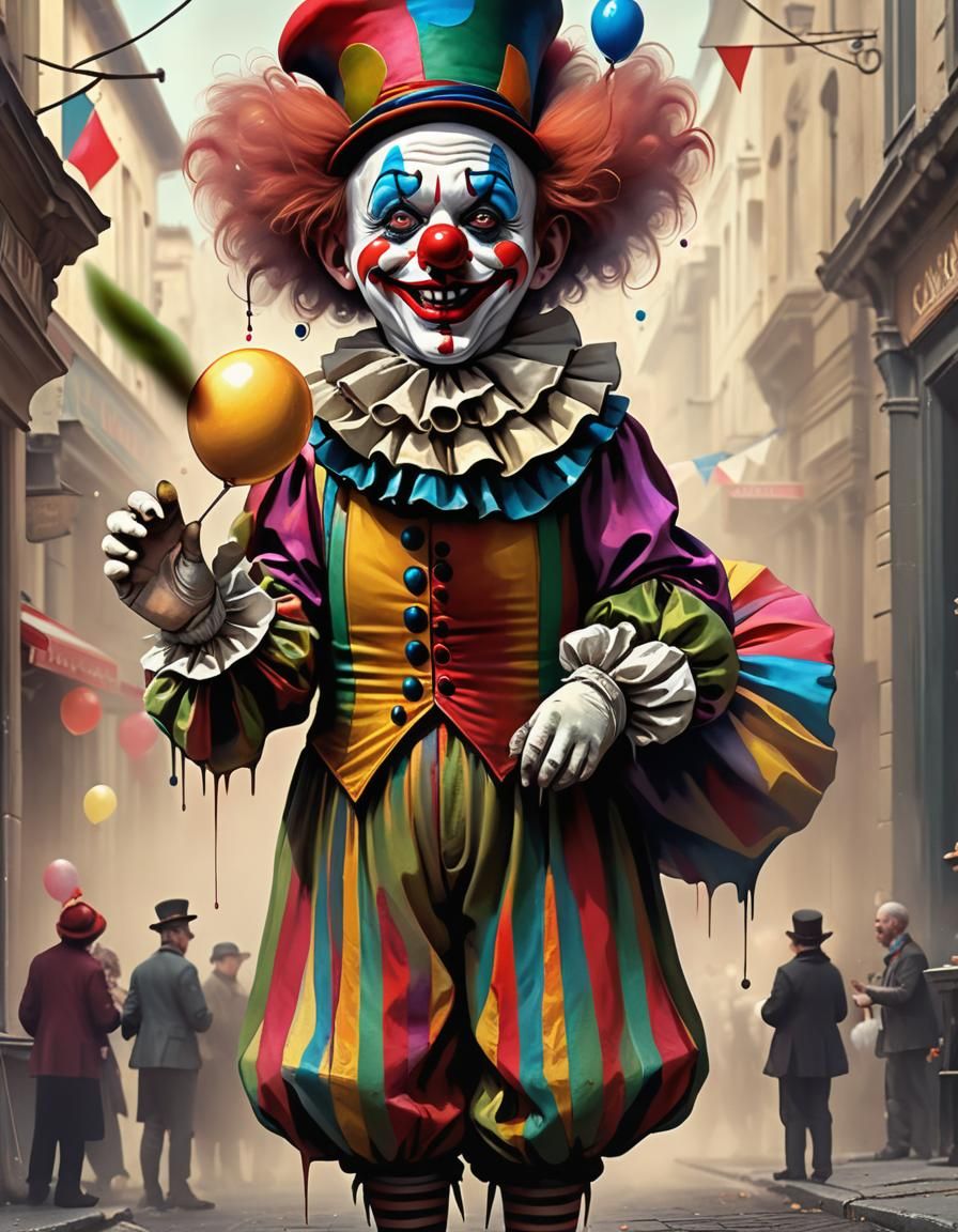 Cute Victorian Clown as Fantasy Digital Art