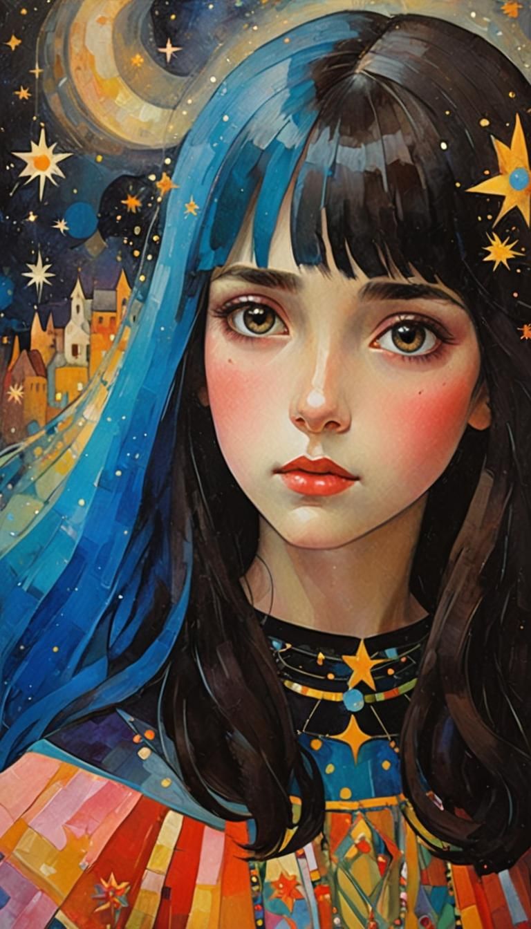 Kay: Galactic Dreamscape Portrait in Oil