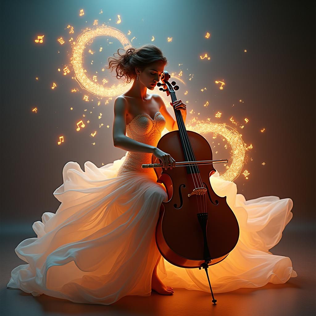 Musical Woman Emerges in Hyperrealistic Style