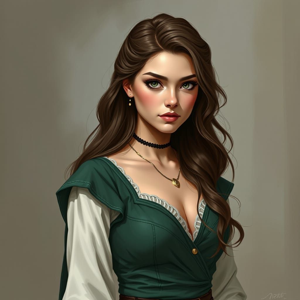 Stunning Young Woman Character Sheet