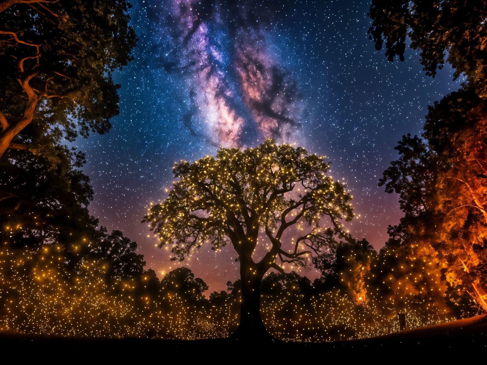 Enchanting Firefly Forest Under the Milky Way