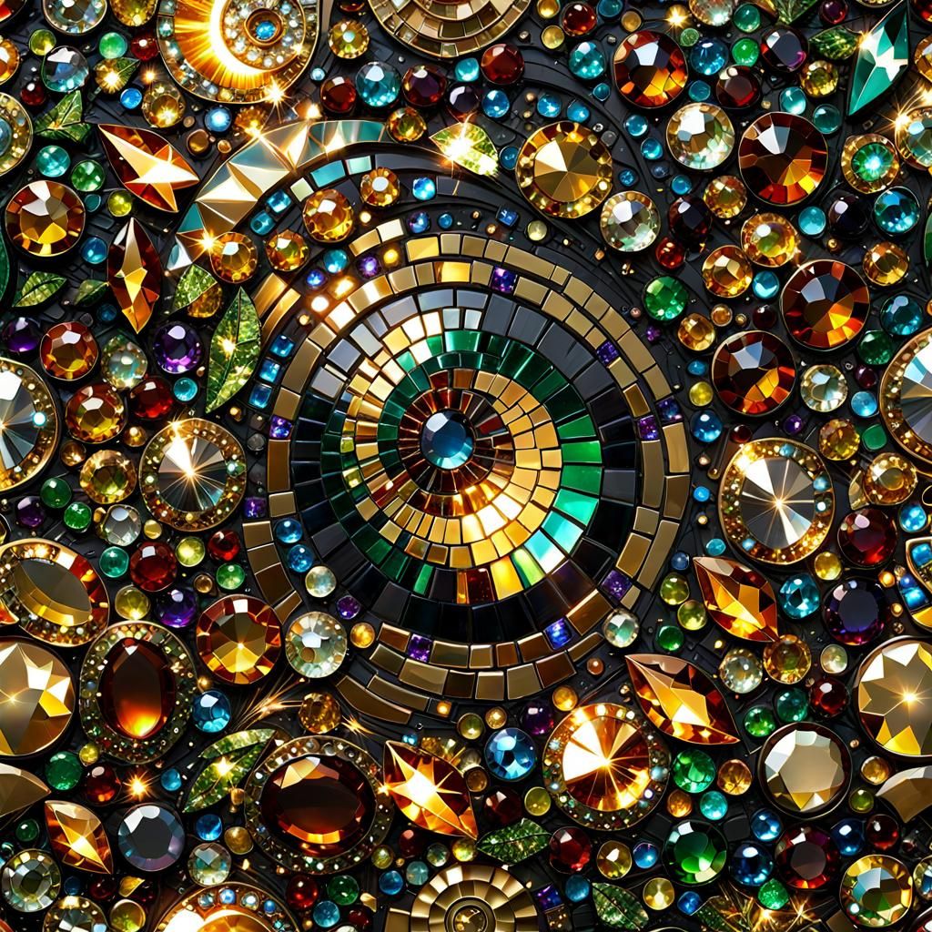 Dazzling Mosaic Waterfall in Comic Book Art Style