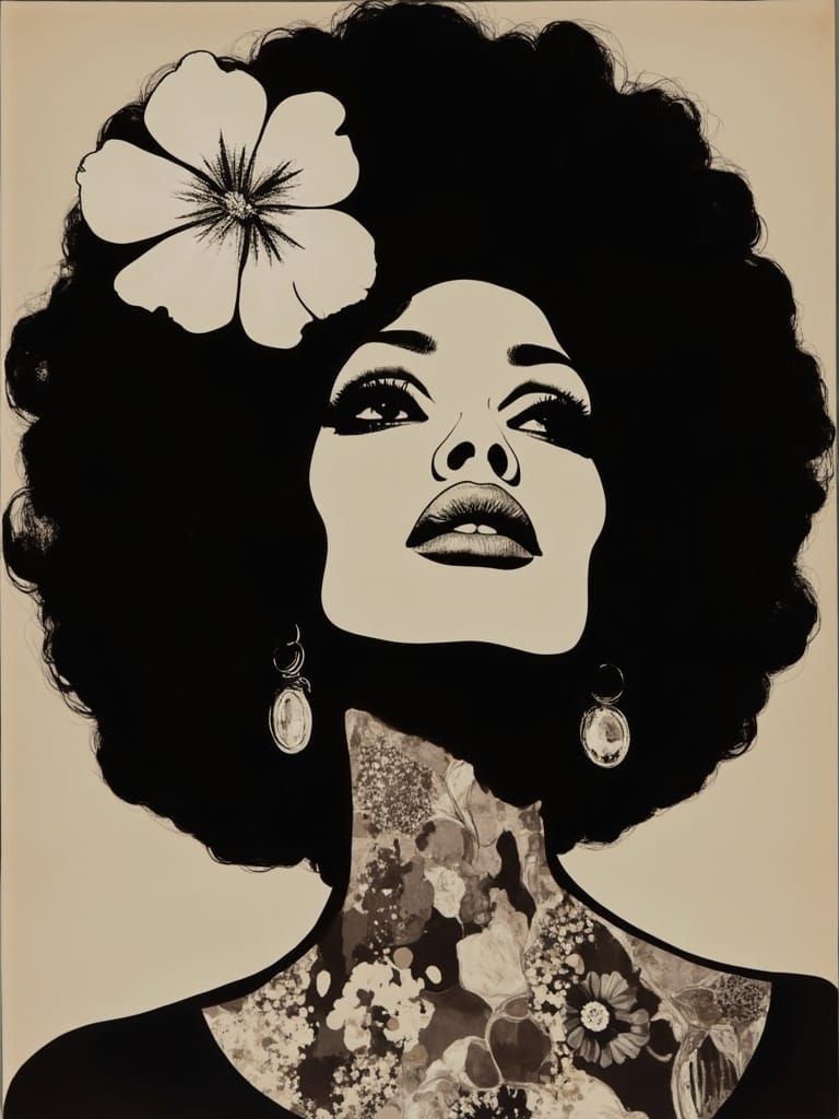 Diana Ross Portrait in Bohemian Mixed Media Style
