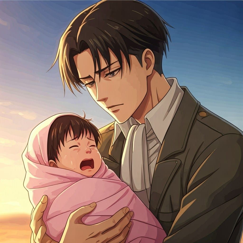 Anime Style: Levi Ackerman Comforts Baby