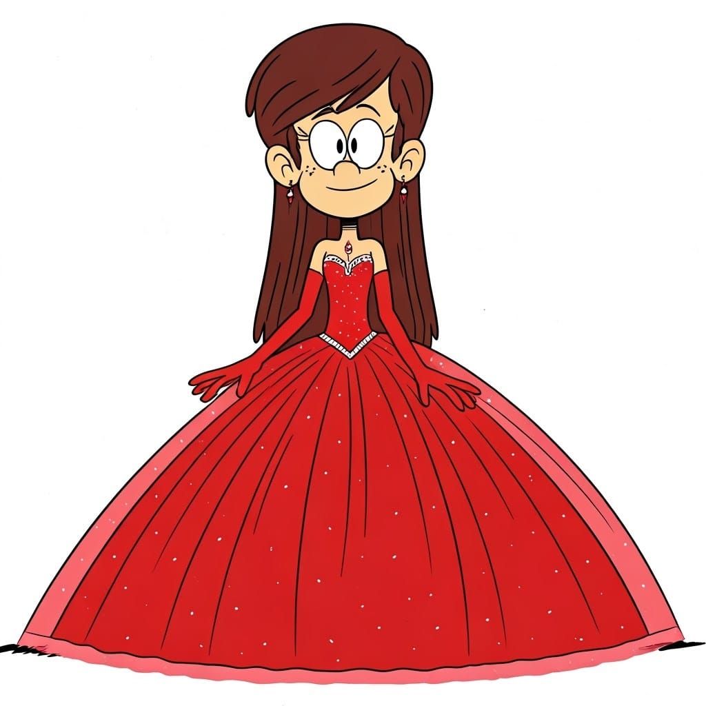 The Loud House Cartoon Style: short 12 year old skinny Lynn Loud with her very long straight hair down wearing a long la...