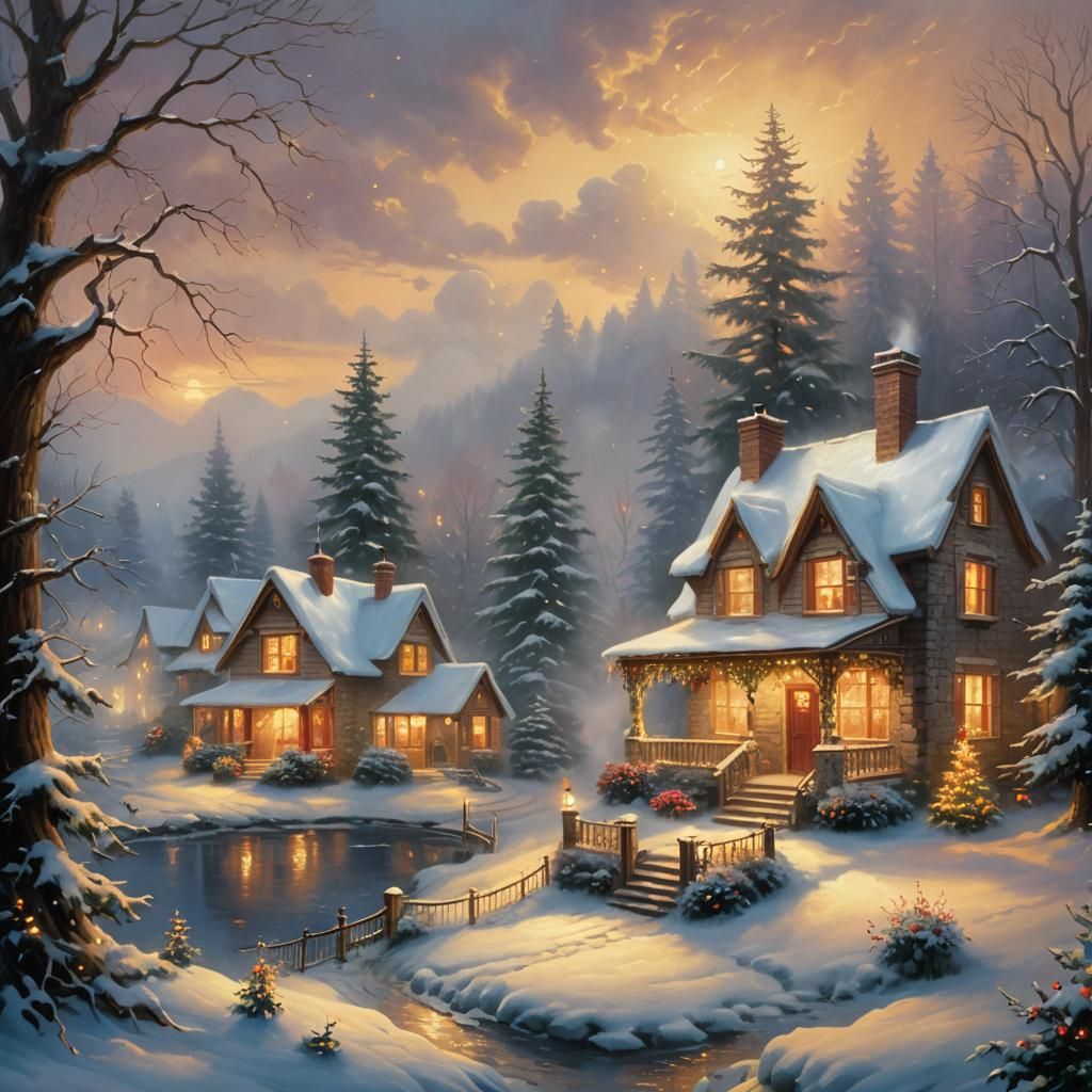 Cozy Christmas Family Gathering by Fireplace