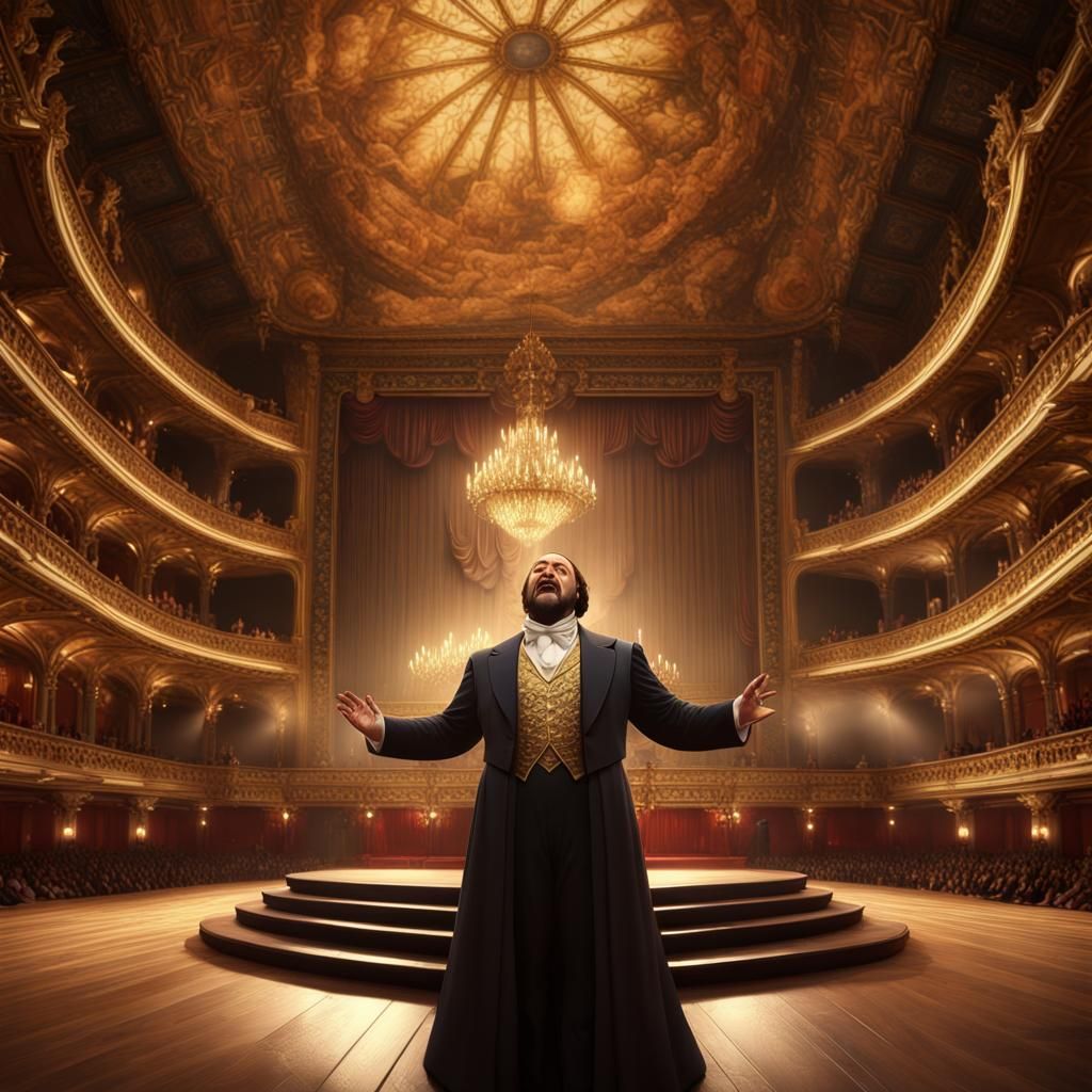 Pavarotti Sings at the Opera: Dark Fantasy Art