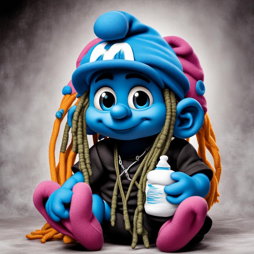 Baby Smurf with Dreadlocks in Diaper