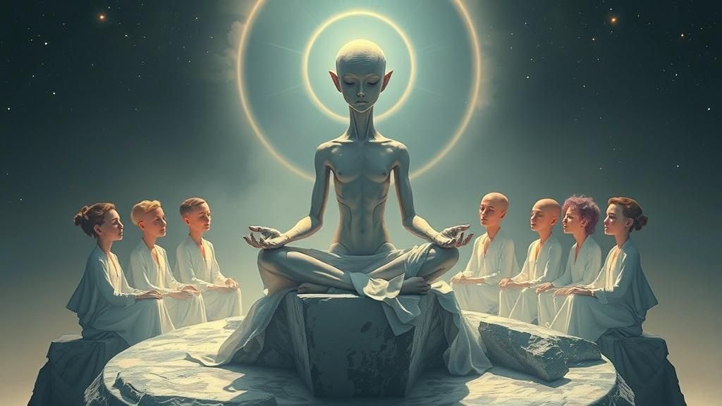 Alpha Centauri Being Teaches Telepathy in Rothko-Giger Style