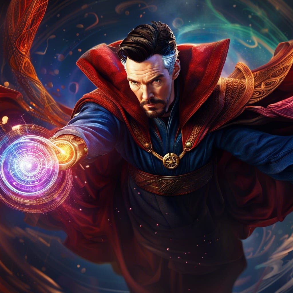 Dr. Strange Flying with Magic: Digital Art