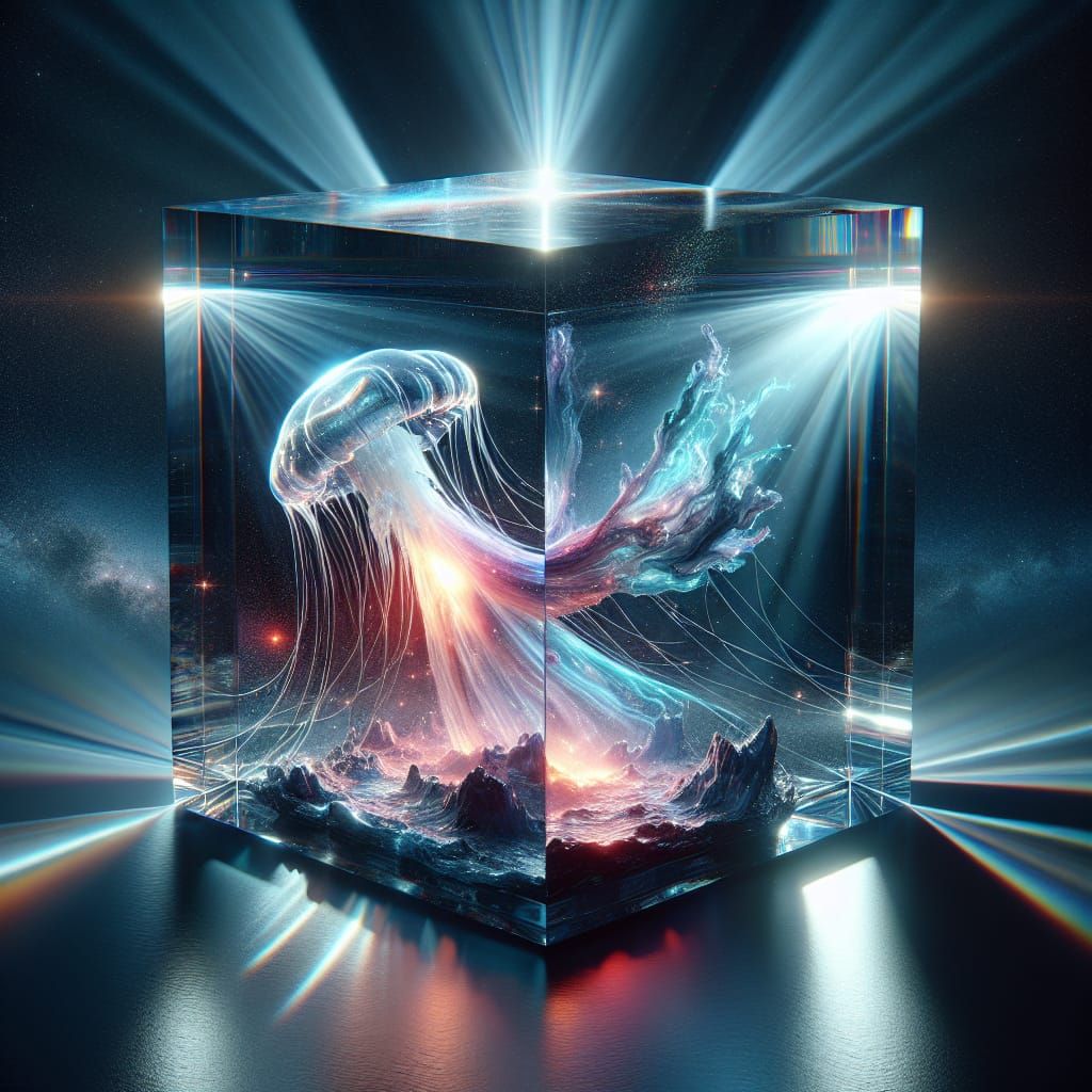 Cosmic Jellyfish Drifting in Sci-Fi Diorama