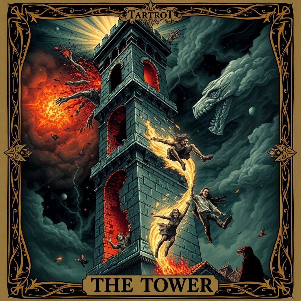 Dark Fantasy Tarot Card: The Tower