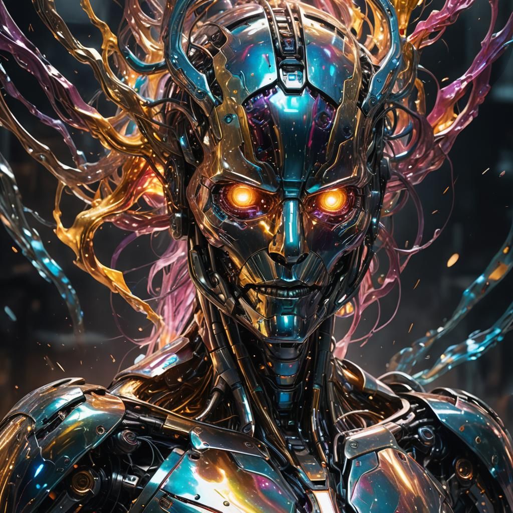 Hyperrealistic AI Entity Scraping Ethereal Substance