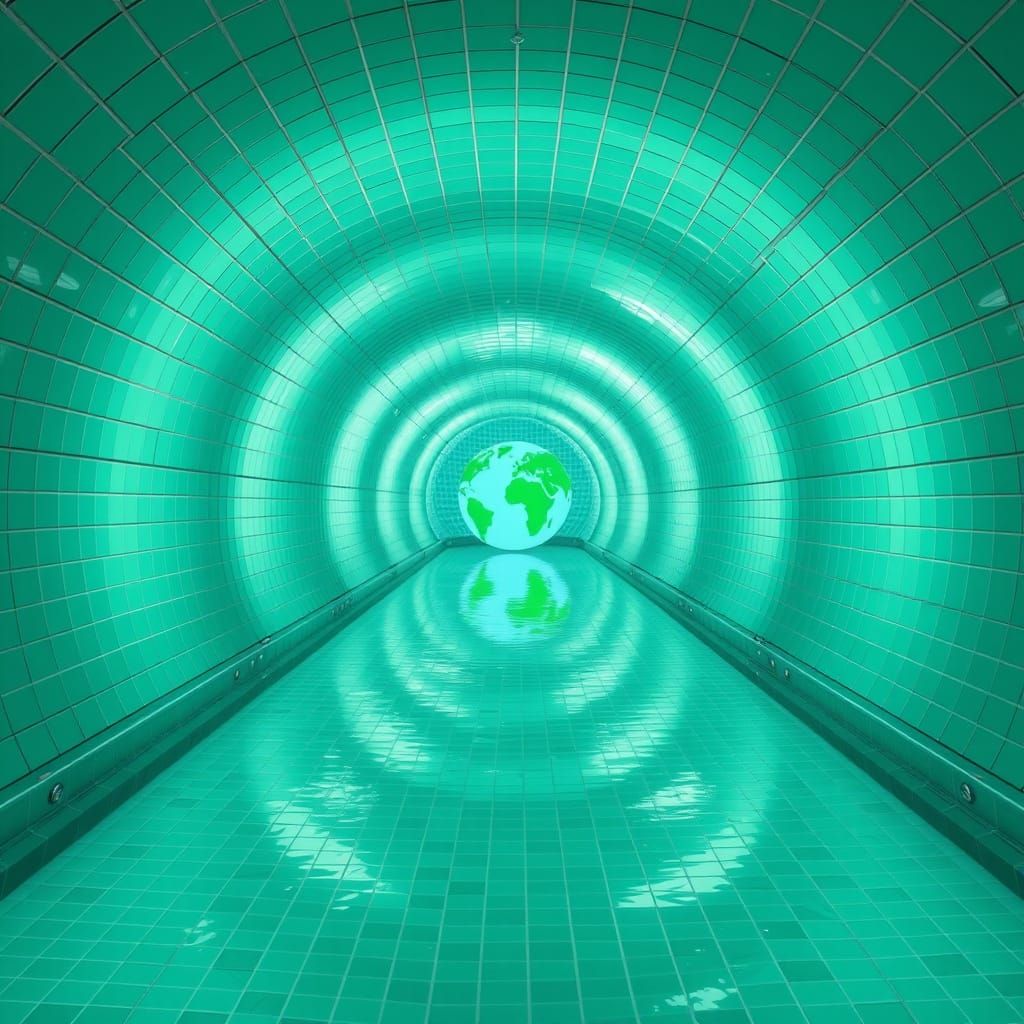 Endless Frutiger Aero Pool Tunnel with Earth Icon