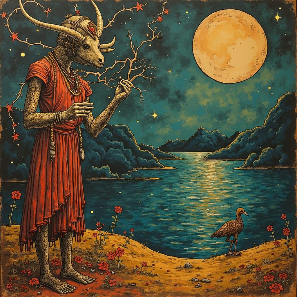 Ethereal Landscape with Ancient Mandala Art