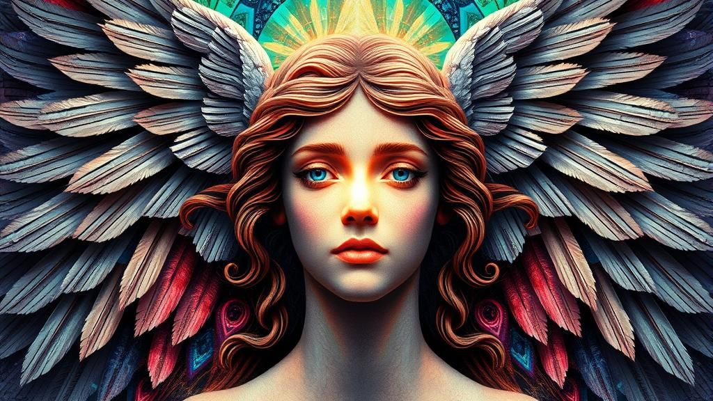 Fantasy Figure in Escher-esque Mirror Landscape