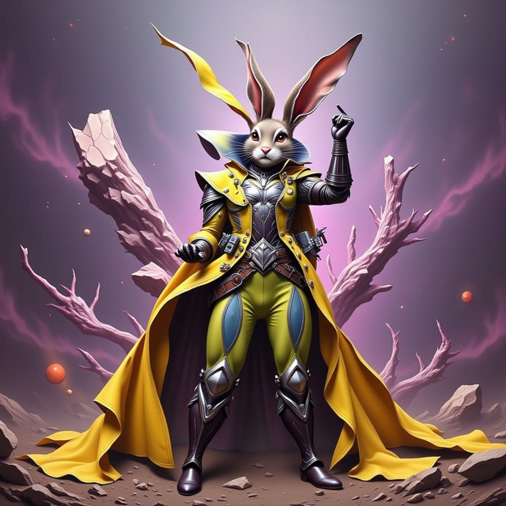 Bunny Superhero in Comic Book Style