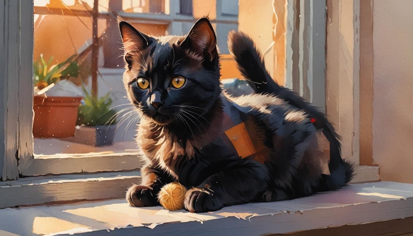 Adorable Black Kitten Generated by AI