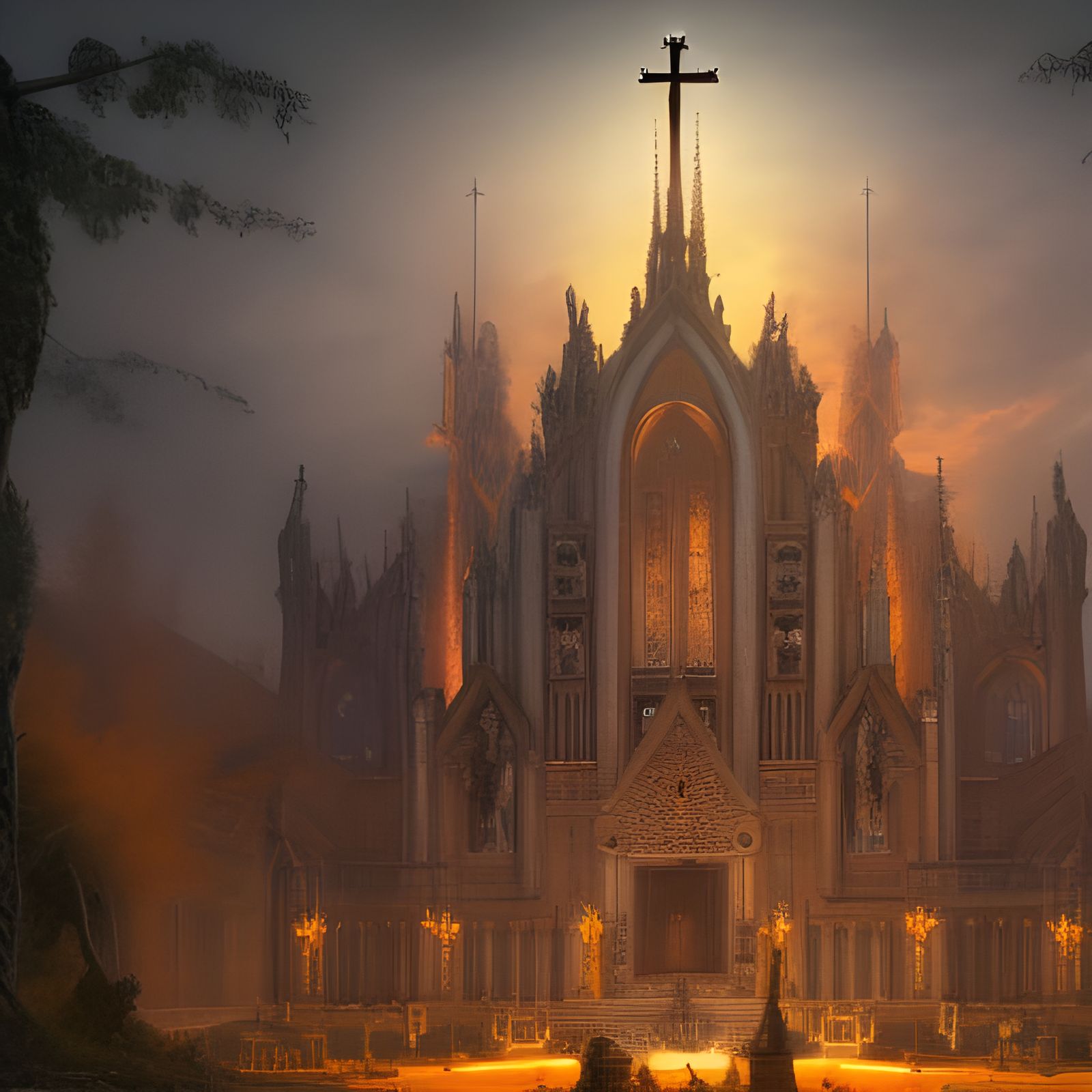 Catholic Church as Fantasy Concept Art