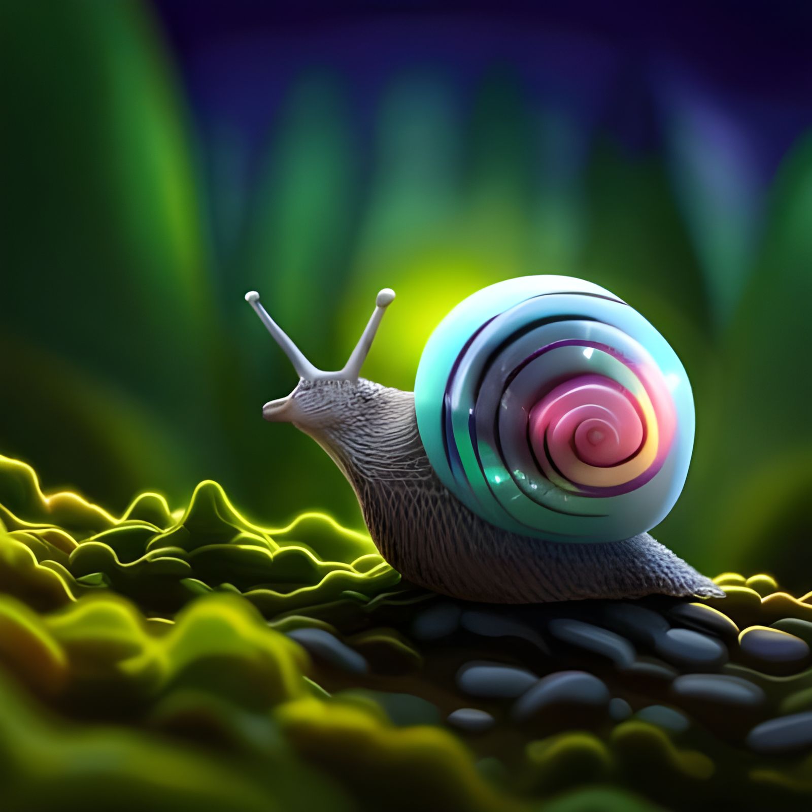 Snail with Glowing Shell