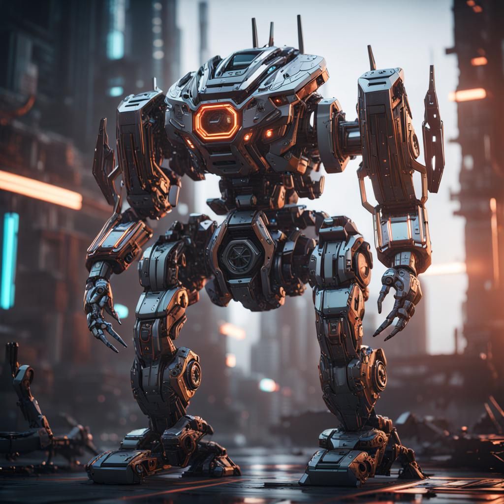 Futuristic Hacker with Intricate Mech Details