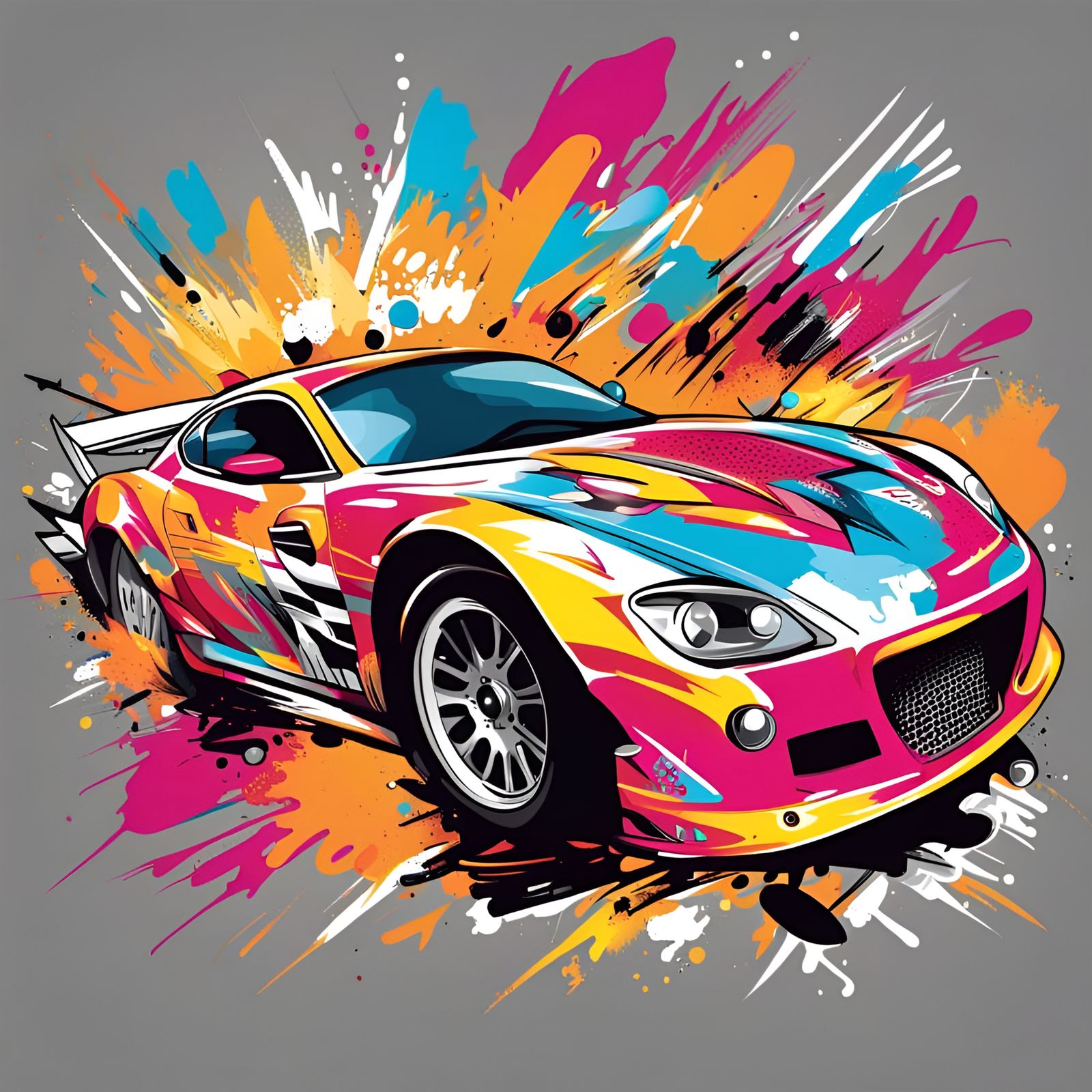 Racing Car Graffiti Illustration for T-Shirt