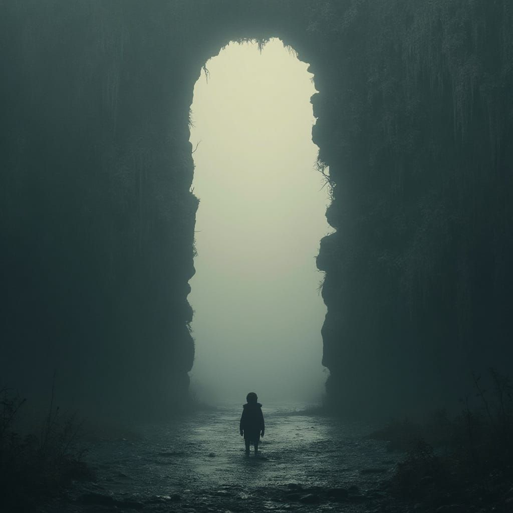 shy mouse stands in front of house