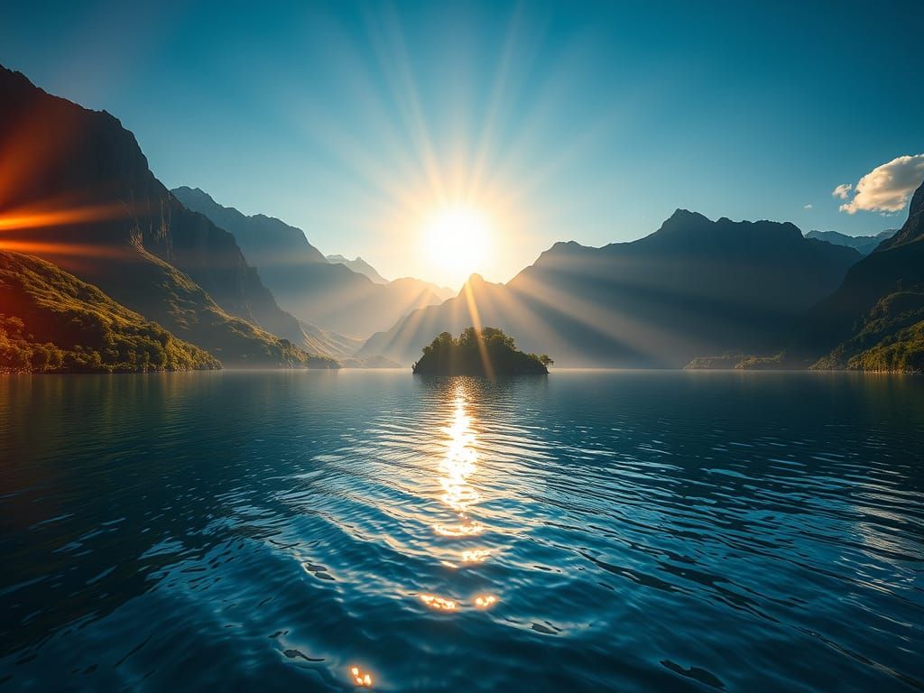 Photorealistic Mountain Lake at Sunset in Stunning 3D