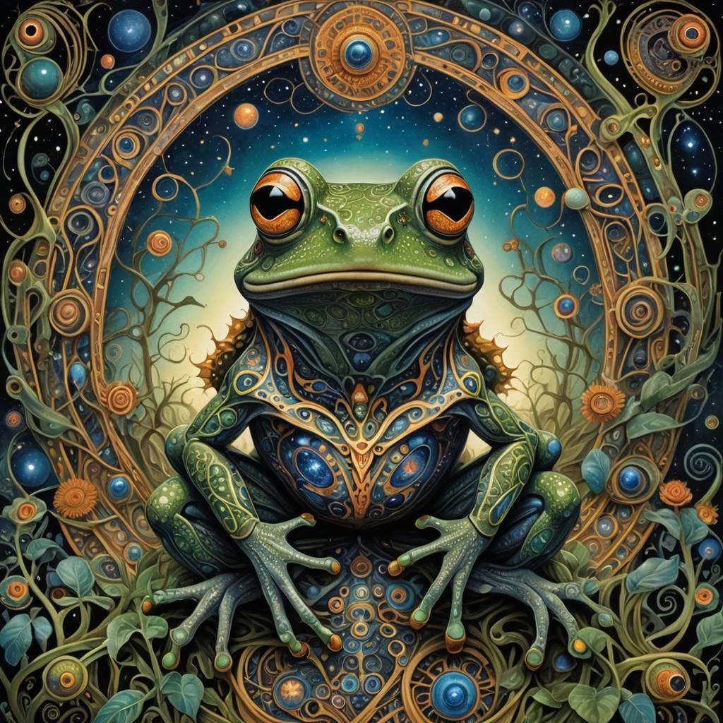 Cosmic Bohemian African Frog, Tim Burton Style