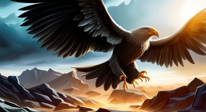 Ferocious Eagle Charging, Dark Fantasy Concept Art